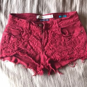 Zara Embroidered Rose Print Shorts